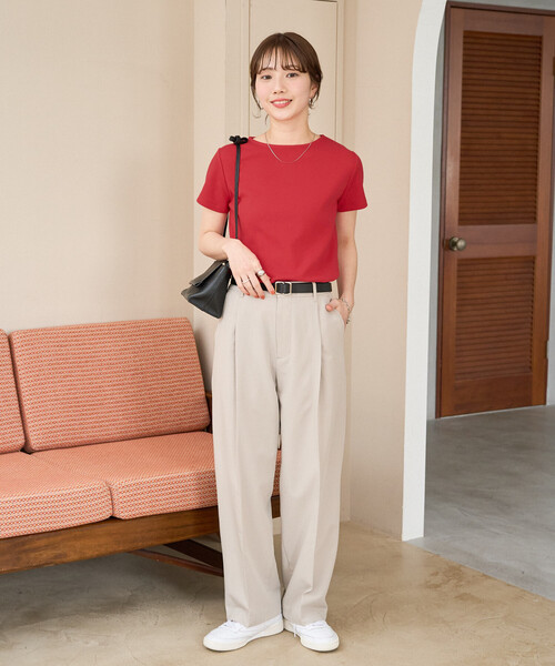 FREAK'S STORE(フリークスストア)の「限定展開 タックリブ 半袖 Tシャツ(Tシャツ/カットソー・レディース・ブラック/グレー/オフホワイト/レッド/ブラウン・フリ-)」の13枚目の写真