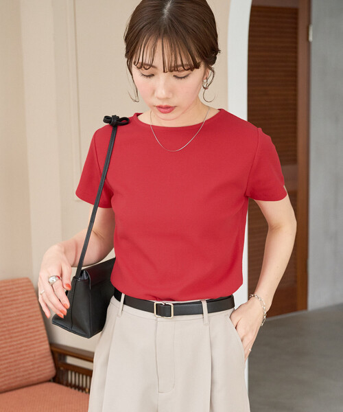 FREAK'S STORE(フリークスストア)の「限定展開 タックリブ 半袖 Tシャツ(Tシャツ/カットソー・レディース・ブラック/グレー/オフホワイト/レッド/ブラウン・フリ-)」の18枚目の写真