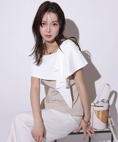 ラッフルフレアブラウス Mystrada SET]ラッフルフレアショートブラウス+ラッフルフレアショートブラウス