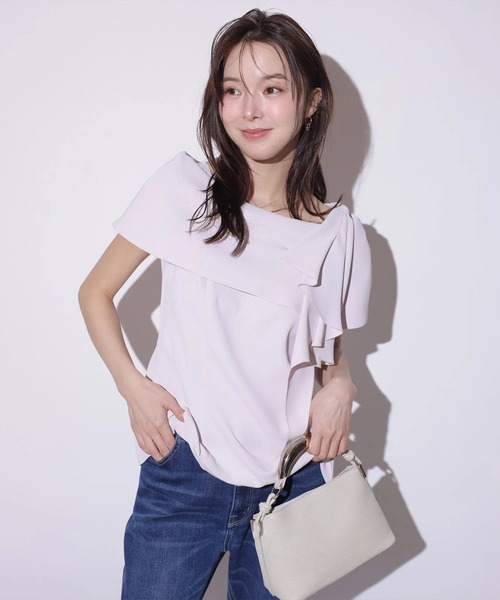 Mystrada(マイストラーダ)の「ラッフルリボンブラウス(シャツ/ブラウス・レディース・ブラック/ライトパープル/ベージュ・36/38)」の9枚目の写真