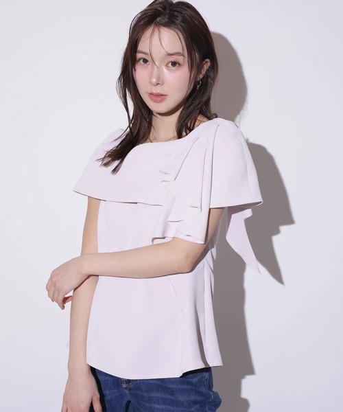 Mystrada(マイストラーダ)の「ラッフルリボンブラウス(シャツ/ブラウス・レディース・ブラック/ライトパープル/ベージュ・36/38)」の10枚目の写真