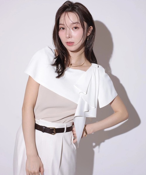 Mystrada(マイストラーダ)の「ラッフルリボンブラウス(シャツ/ブラウス・レディース・ブラック/ライトパープル/ベージュ・36/38)」の18枚目の写真
