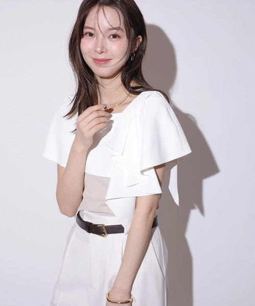 Mystrada(マイストラーダ)の「ラッフルリボンブラウス(シャツ/ブラウス・レディース・ブラック/ライトパープル/ベージュ・36/38)」の19枚目の写真