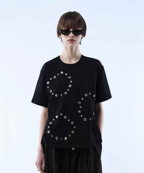 seyto（セイト）の「3way reversible eyelet design tee / 3ウェイリバーシブルアイレットデザインT（Tシャツ/カットソー・メンズ・ホワイト/ブラック・3/1/2）」の2枚目の写真