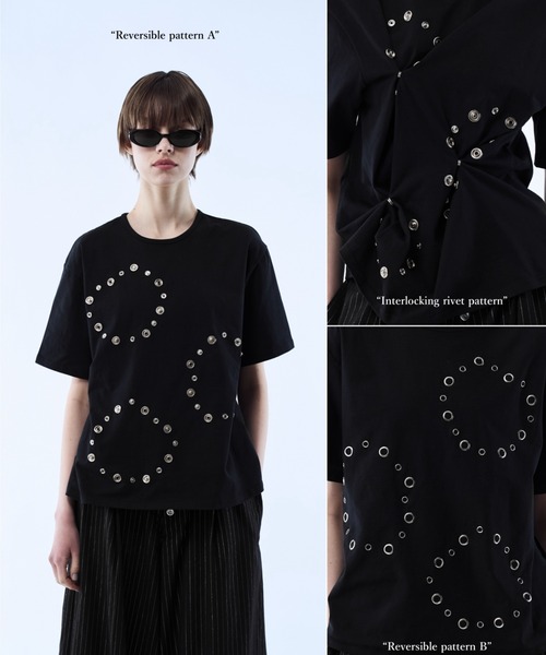 seyto（セイト）の「3way reversible eyelet design tee / 3ウェイリバーシブルアイレットデザインT（Tシャツ/カットソー・メンズ・ホワイト/ブラック・3/1/2）」の3枚目の写真