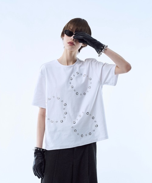 seyto（セイト）の「3way reversible eyelet design tee / 3ウェイリバーシブルアイレットデザインT（Tシャツ/カットソー・メンズ・ホワイト/ブラック・3/1/2）」の9枚目の写真