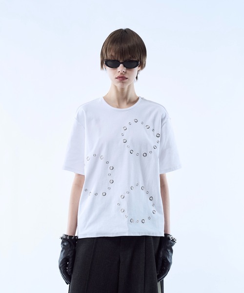 seyto（セイト）の「3way reversible eyelet design tee / 3ウェイリバーシブルアイレットデザインT（Tシャツ/カットソー・メンズ・ホワイト/ブラック・3/1/2）」の10枚目の写真