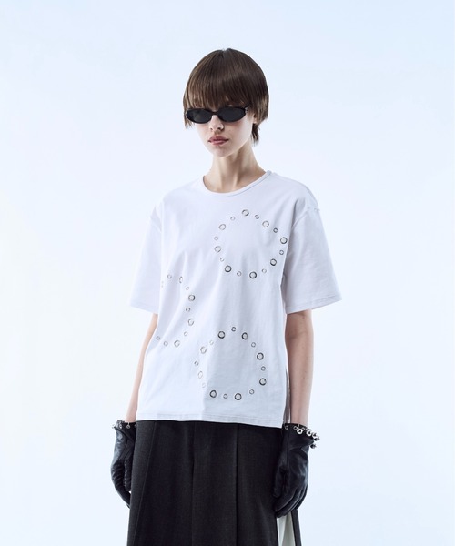 seyto（セイト）の「3way reversible eyelet design tee / 3ウェイリバーシブルアイレットデザインT（Tシャツ/カットソー・メンズ・ホワイト/ブラック・3/1/2）」の11枚目の写真