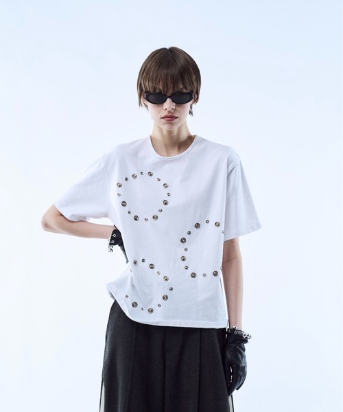 seyto（セイト）の「3way reversible eyelet design tee / 3ウェイリバーシブルアイレットデザインT（Tシャツ/カットソー・メンズ・ホワイト/ブラック・3/1/2）」の14枚目の写真