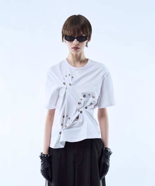 seyto（セイト）の「3way reversible eyelet design tee / 3ウェイリバーシブルアイレットデザインT（Tシャツ/カットソー・メンズ・ホワイト/ブラック・3/1/2）」の19枚目の写真