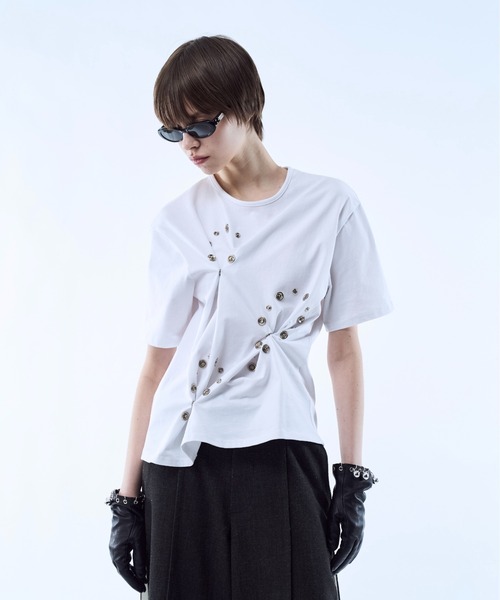seyto（セイト）の「3way reversible eyelet design tee / 3ウェイリバーシブルアイレットデザインT（Tシャツ/カットソー・メンズ・ホワイト/ブラック・3/1/2）」の20枚目の写真