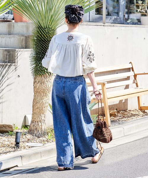 FREAK'S STORE（フリークスストア）の「インド 刺繍 モックショートシャツ（シャツ/ブラウス・レディース・オフホワイト/ブラック・ﾌﾘ-）」の5枚目の写真
