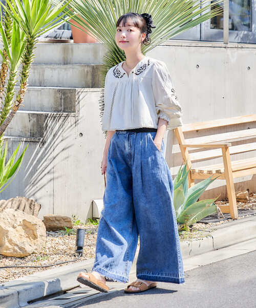 FREAK'S STORE（フリークスストア）の「インド 刺繍 モックショートシャツ（シャツ/ブラウス・レディース・オフホワイト/ブラック・ﾌﾘ-）」の6枚目の写真