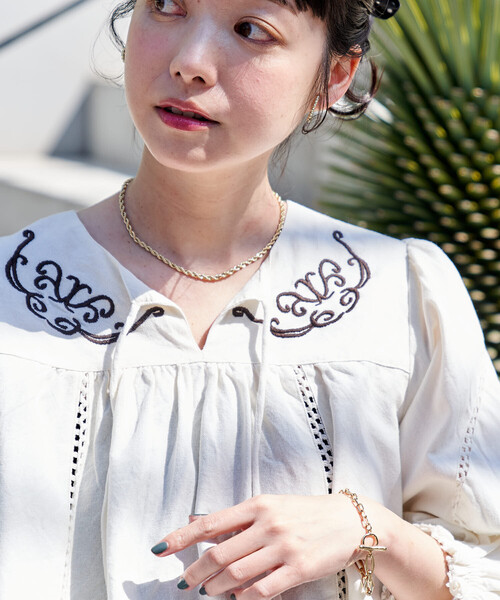 FREAK'S STORE（フリークスストア）の「インド 刺繍 モックショートシャツ（シャツ/ブラウス・レディース・オフホワイト/ブラック・ﾌﾘ-）」の15枚目の写真