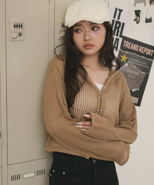 dispark（ディスパーク）の「DISPARK/【26年春夏新作】スタッズメッシュパーカー（パーカー・レディース・ブラック/ブラウン・FREE）」の7枚目の写真