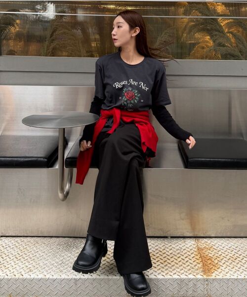 SIYAZU（シヤジュ）の「SIED26-1 ローズ 半袖Tシャツ_メランジグレー（Tシャツ/カットソー・レディース・ライトグレー・ONE）」の10枚目の写真