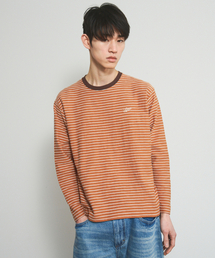 Textured Striped L/S Tee - Brick