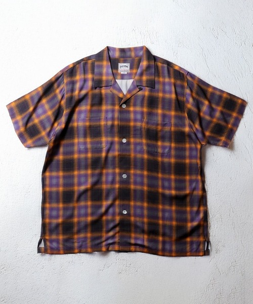 HOUSTON(ヒューストン)の「【7色展開】HOUSTON ヒューストン OMBRE CHECK S/S SHIRT オンブレチェックシャツ 半袖 オープンカラーシャツ(シャツ/ブラウス・メンズ・ブラック/ブルー/オレンジ/パープル/レッド/グリーン/ブラウン・M/XL/L)」の5枚目の写真