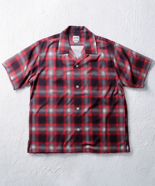 HOUSTON(ヒューストン)の「【7色展開】HOUSTON ヒューストン OMBRE CHECK S/S SHIRT オンブレチェックシャツ 半袖 オープンカラーシャツ(シャツ/ブラウス・メンズ・ブラック/ブルー/オレンジ/パープル/レッド/グリーン/ブラウン・M/XL/L)」の6枚目の写真