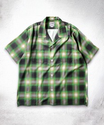 【7色展開】HOUSTON ヒューストン OMBRE CHECK S/S SHIRT オンブレチェックシャツ 半袖 オープンカラーシャツ