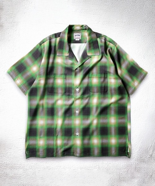 HOUSTON(ヒューストン)の「【7色展開】HOUSTON ヒューストン OMBRE CHECK S/S SHIRT オンブレチェックシャツ 半袖 オープンカラーシャツ(シャツ/ブラウス・メンズ・ブラック/ブルー/オレンジ/パープル/レッド/グリーン/ブラウン・M/XL/L)」の3枚目の写真