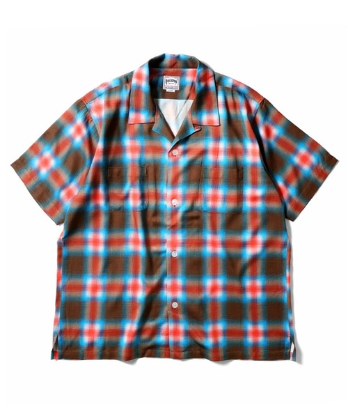 HOUSTON(ヒューストン)の「【7色展開】HOUSTON ヒューストン OMBRE CHECK S/S SHIRT オンブレチェックシャツ 半袖 オープンカラーシャツ(シャツ/ブラウス・メンズ・ブラック/ブルー/オレンジ/パープル/レッド/グリーン/ブラウン・M/XL/L)」の15枚目の写真
