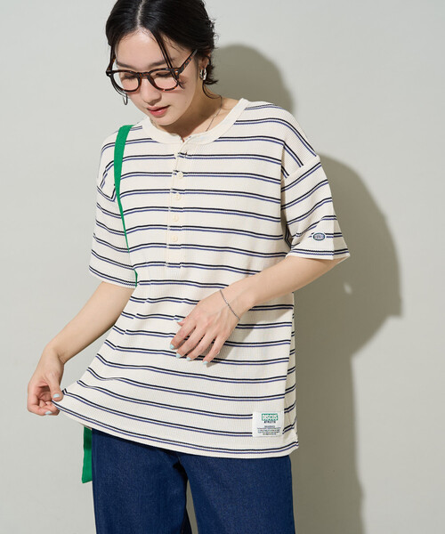 FREAK'S STORE(フリークスストア)の「限定展開 DISCUS ATHLETIC × FREAK'S STORE/ディスカスアスレチック 別注 ワッフル ボーダー 半袖Tシャツ(Tシャツ/カットソー・レディース・ブラック/ナチュラル/ネイビー・フリ-)」の11枚目の写真