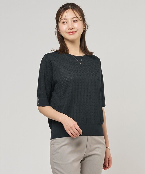 J.PRESS（ジェイプレス）の「【アンサンブル着用可】Vis/Peスパーク クルーネック プルオーバー（ニット/セーター・レディース・オレンジ系/ネイビー系/ホワイト系/ピーコックグリーン系・T13）」の3枚目の写真