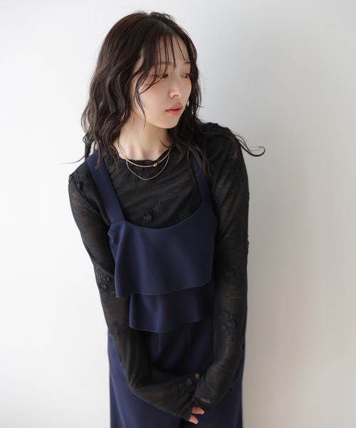 La-gemme(ラジェム)の「ティアードフリルオールインワン(つなぎ/オールインワン・レディース・ベージュ/ネイビー/ブラック・L/M)」の19枚目の写真