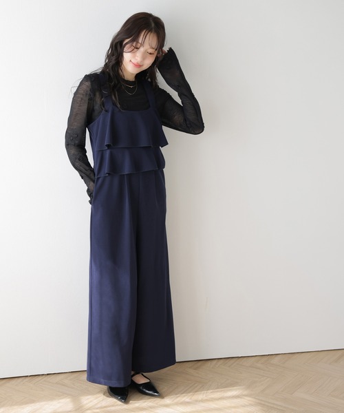 La-gemme(ラジェム)の「ティアードフリルオールインワン(つなぎ/オールインワン・レディース・ベージュ/ネイビー/ブラック・L/M)」の21枚目の写真