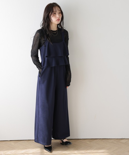 La-gemme(ラジェム)の「ティアードフリルオールインワン(つなぎ/オールインワン・レディース・ベージュ/ネイビー/ブラック・L/M)」の22枚目の写真