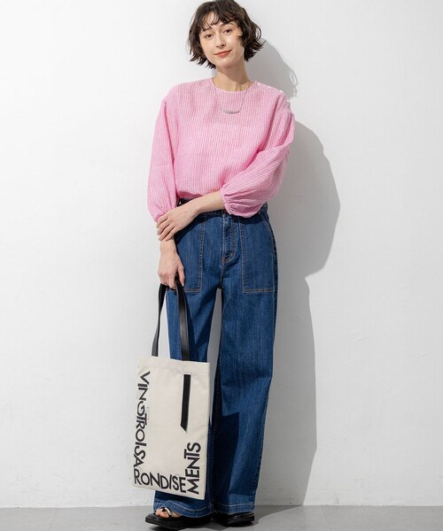 23区 L(ニジュウサンクオオキイサイズ)の「LIBECOリネン ボリュームスリーブ ブラウス(シャツ/ブラウス・レディース・スカイブルー系1/ブルー系/ピンク系1/オレンジ系・44/46/48)」の9枚目の写真