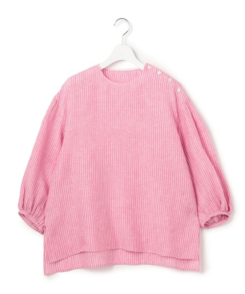 23区 L(ニジュウサンクオオキイサイズ)の「LIBECOリネン ボリュームスリーブ ブラウス(シャツ/ブラウス・レディース・スカイブルー系1/ブルー系/ピンク系1/オレンジ系・44/46/48)」の13枚目の写真