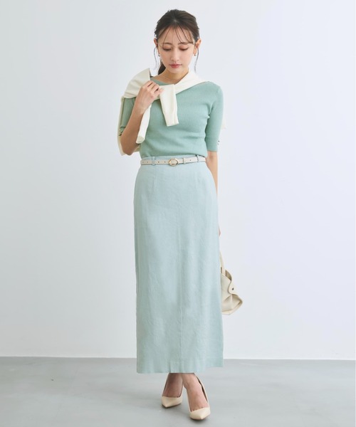 COHINA（コヒナ）の「ストレッチリネンIラインスカート 【低身長・小柄女性】（スカート・レディース・ベージュ/ブルー/グレー・XS-Short/S-Regular/XS-Regular/S-Short）」の11枚目の写真