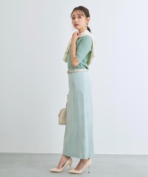 COHINA（コヒナ）の「ストレッチリネンIラインスカート 【低身長・小柄女性】（スカート・レディース・ベージュ/ブルー/グレー・XS-Short/S-Regular/XS-Regular/S-Short）」の12枚目の写真