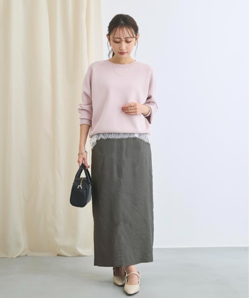 COHINA（コヒナ）の「ストレッチリネンIラインスカート 【低身長・小柄女性】（スカート・レディース・ベージュ/ブルー/グレー・XS-Short/S-Regular/XS-Regular/S-Short）」の6枚目の写真