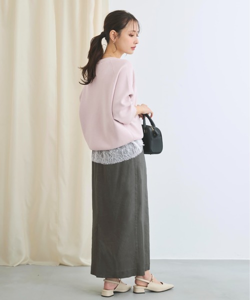 COHINA（コヒナ）の「ストレッチリネンIラインスカート 【低身長・小柄女性】（スカート・レディース・ベージュ/ブルー/グレー・XS-Short/S-Regular/XS-Regular/S-Short）」の8枚目の写真