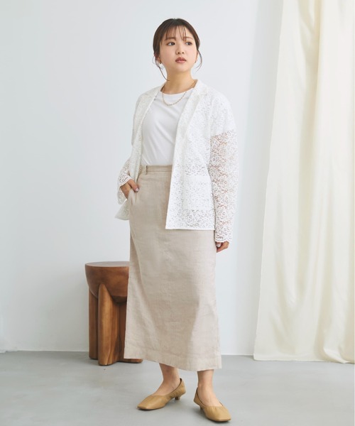 COHINA（コヒナ）の「ストレッチリネンIラインスカート 【低身長・小柄女性】（スカート・レディース・ベージュ/ブルー/グレー・XS-Short/S-Regular/XS-Regular/S-Short）」の17枚目の写真