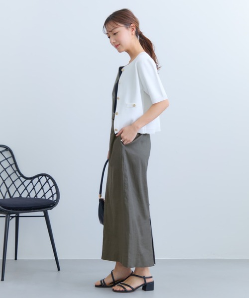 COHINA（コヒナ）の「ストレッチリネンIラインスカート 【低身長・小柄女性】（スカート・レディース・ベージュ/ブルー/グレー・XS-Short/S-Regular/XS-Regular/S-Short）」の10枚目の写真