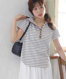 【umm.】マルチボーダーフードTシャツ