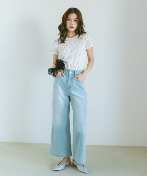VANNIE U(ヴァニーユー)の「小花柄コンパクトチビTシャツ(Tシャツ/カットソー・レディース・ホワイト/グレー・FREE)」の15枚目の写真