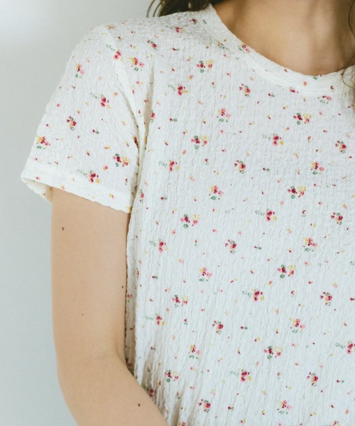 VANNIE U(ヴァニーユー)の「小花柄コンパクトチビTシャツ(Tシャツ/カットソー・レディース・ホワイト/グレー・FREE)」の14枚目の写真