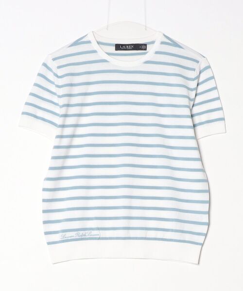 LAUREN RALPH LAUREN(ローレン ラルフ ローレン)の「ストライプド コットン ショートスリーブ セーター(ニット/セーター・レディース・ホワイト・M/S/XS)」の3枚目の写真