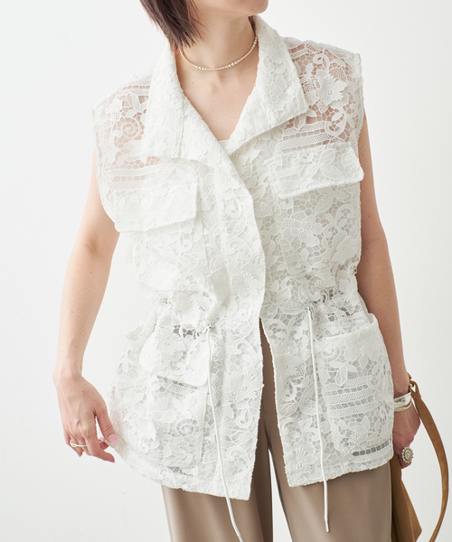Spick & Span(スピックアンドスパン)の「《一部店舗+WEB限定》LAYAS/レイヤーズ レースベスト(ベスト・レディース・ホワイト/ブラック・FREE)」の11枚目の写真