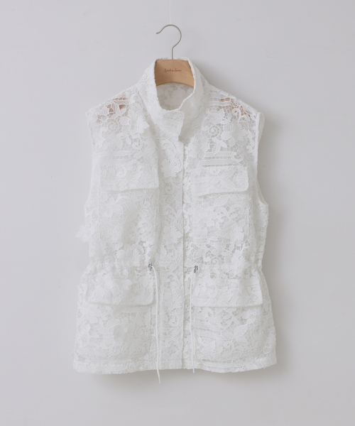 【WHITE】【別注】<ne Quittez pas>レース ベスト 別注】＜ne Quittez pas＞レース ベスト