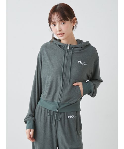 gelato pique グレー ルームウェアセット　パジャマ 接触冷感】パイル短丈パーカ（ルームウェア/パジャマ）｜gelato pique