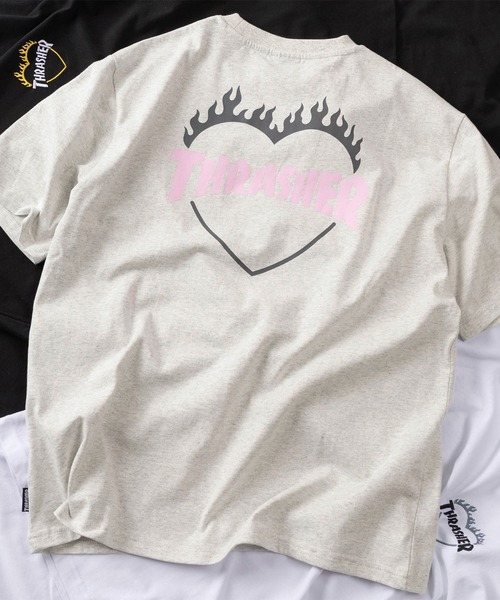 THRASHER(スラッシャー)の「【70】 【THRASHER/スラッシャー】ワンポイント刺繍 ファイヤーハートロゴ バックプリント クルーネックTシャツ ユニセックス(Tシャツ/カットソー・メンズ・ホワイト/ブラック/アッシュグレー・L/M/S)」の3枚目の写真
