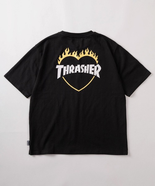 THRASHER(スラッシャー)の「【70】 【THRASHER/スラッシャー】ワンポイント刺繍 ファイヤーハートロゴ バックプリント クルーネックTシャツ ユニセックス(Tシャツ/カットソー・メンズ・ホワイト/ブラック/アッシュグレー・L/M/S)」の6枚目の写真