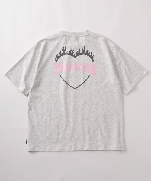 THRASHER(スラッシャー)の「【70】 【THRASHER/スラッシャー】ワンポイント刺繍 ファイヤーハートロゴ バックプリント クルーネックTシャツ ユニセックス(Tシャツ/カットソー・メンズ・ホワイト/ブラック/アッシュグレー・L/M/S)」の9枚目の写真