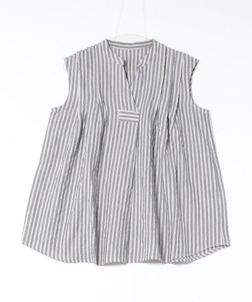 KID BLUE(キッドブルー)の「キッドブルー -シャーリングシャンブレーツイル -ノースリーブトップス -KODN147 -kidblue(シャツ/ブラウス・レディース・ネイビー/アイボリー・M)」の4枚目の写真